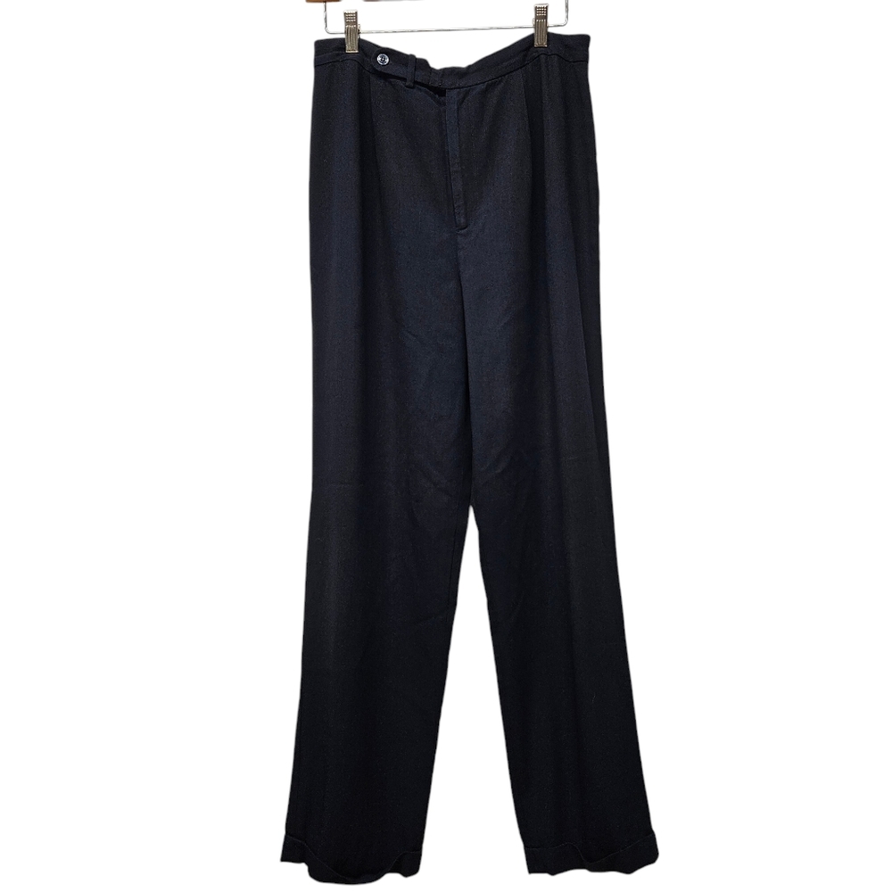 Vintage Ralph Lauren Wool Blend Dress Pants High Rise Size 12 Navy Old Money